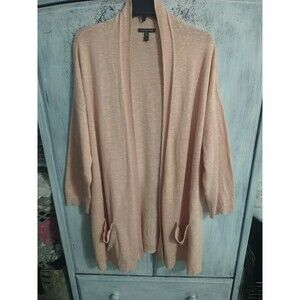 Eileen Fisher Organic Linen Mini Open Cardigan Xl Blush Beachy Boho Loganlook